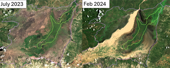 Changes of the hydrology of the Usangu Wetlands from July 2023 to February 2024
